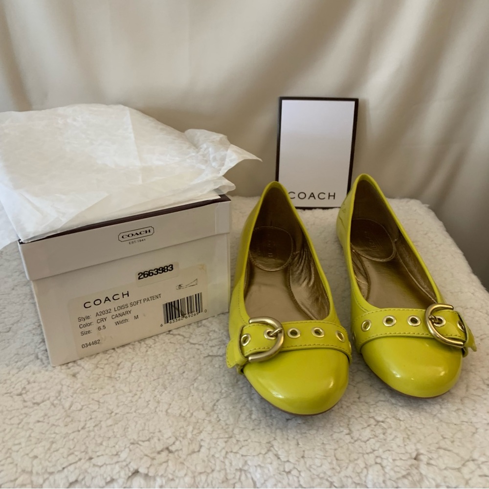 Coach Canary Yellow Loiss Flats w/box